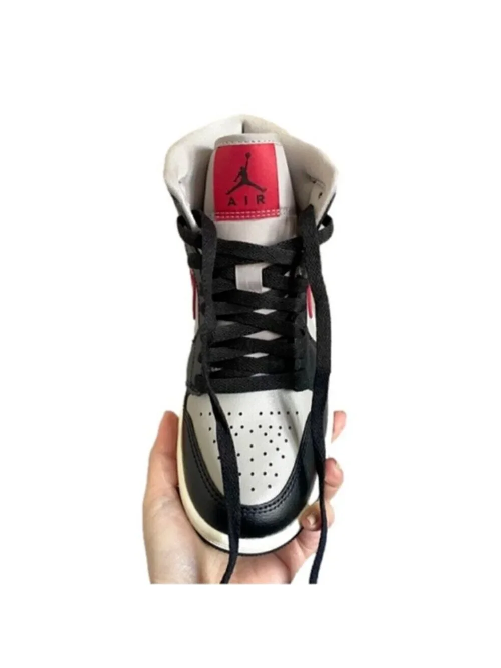 Air Jordan 1 Mid Black / Grey / Red Sneakers - 5.5US, BNIB